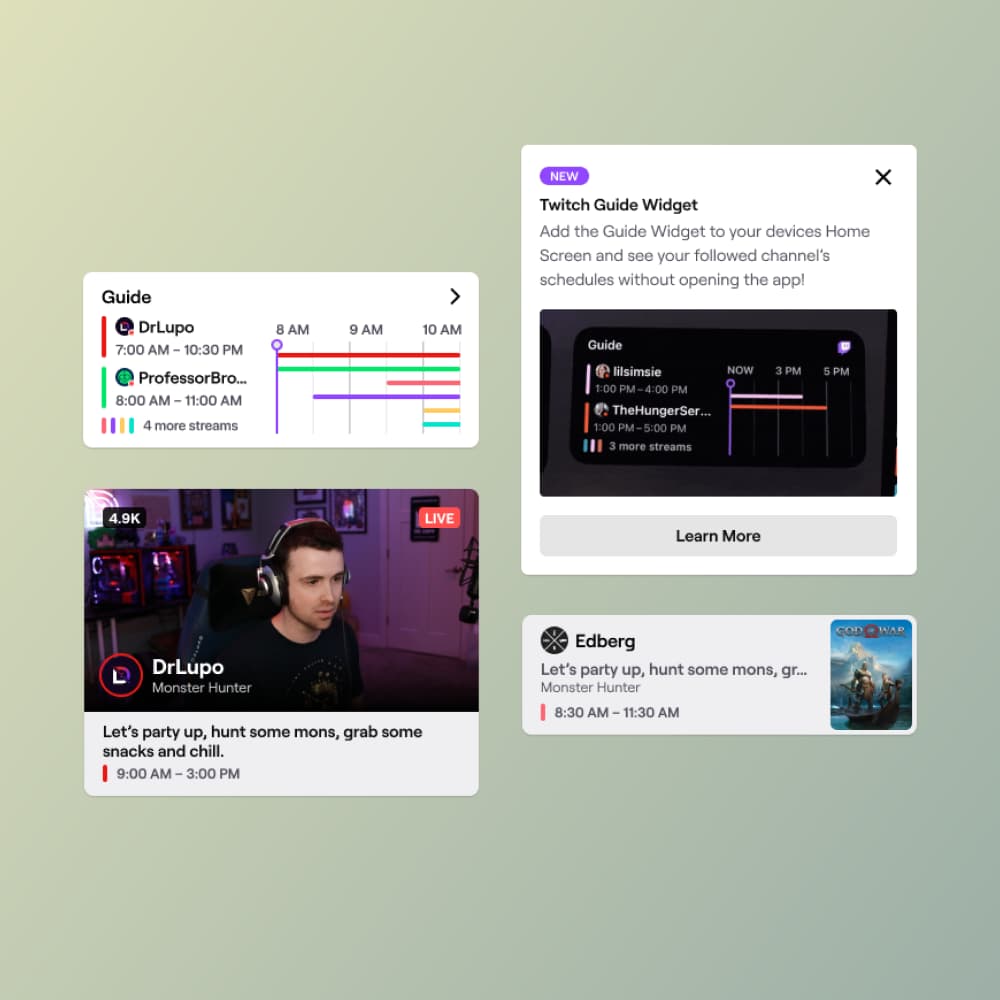 Twitch TV guide concept — channel chronology — image 1