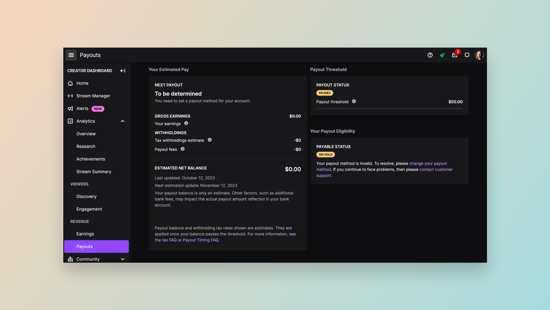 Payout transparency — Breakdown