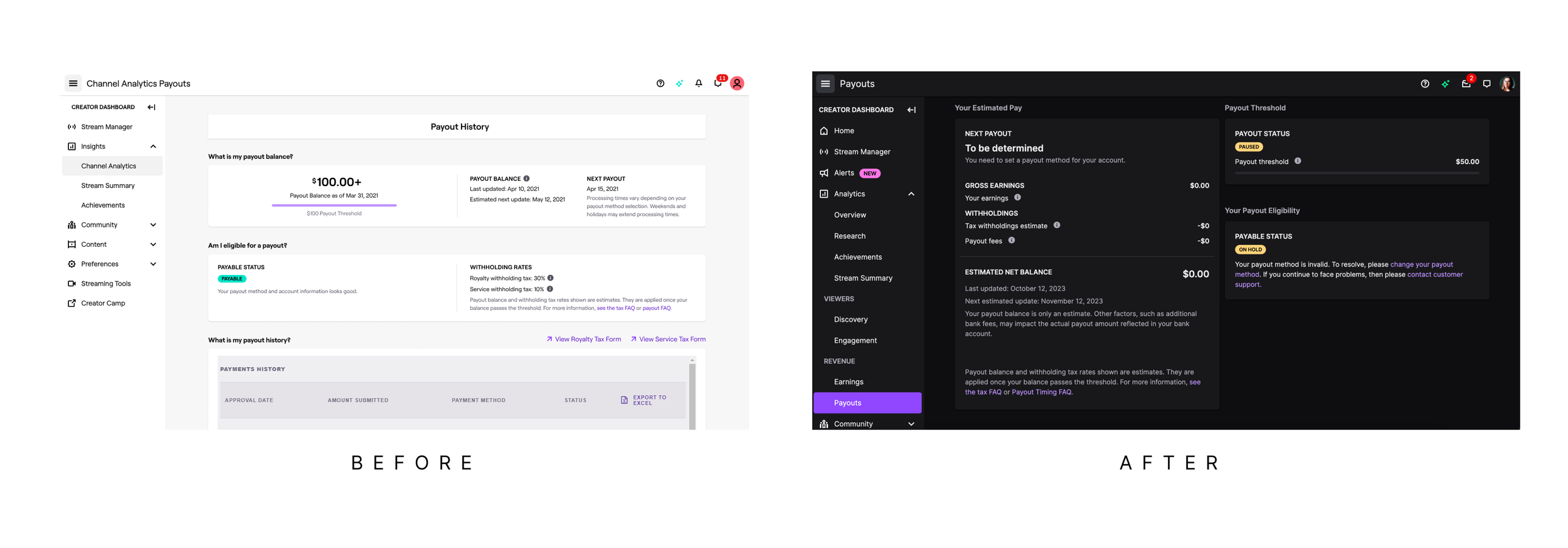 Payout transparency — Mobile